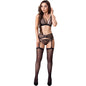 LIVCO CORSETTI FASHION - CELESTE LC 20246 SUTIÃ + CINTO-LIGA + CALCINHA PRETO L/XL