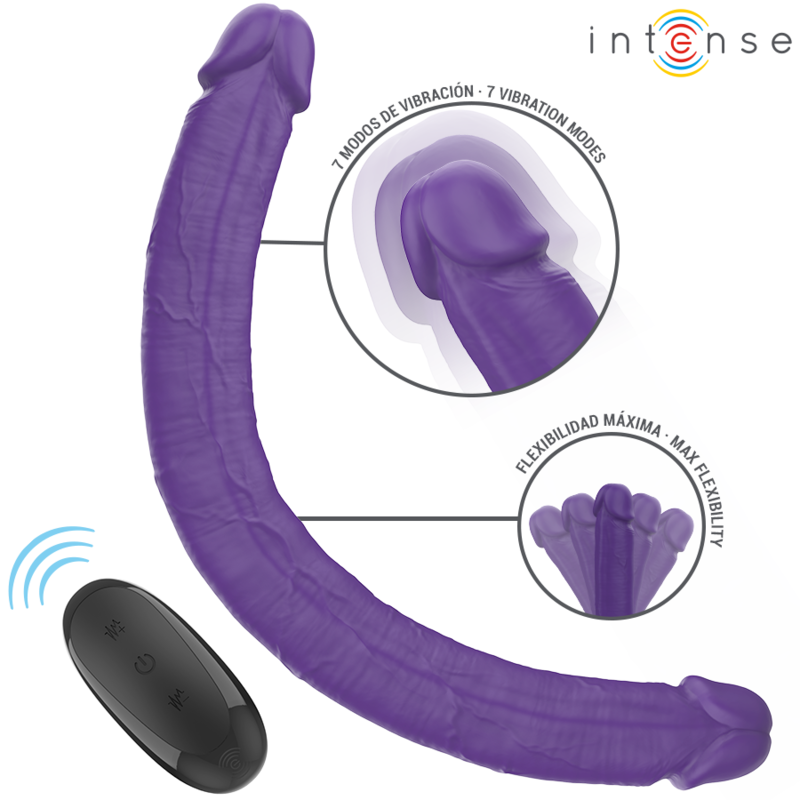 INTENSE - GUNTER DILDO DOUBLE VIBRATOR 40 CM PURPLE REMOTE CONTROL