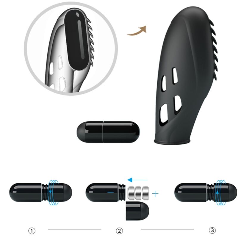 PRETTY LOVE - VIBRADOR DE DEDO DE SILICONE GILO PRETO