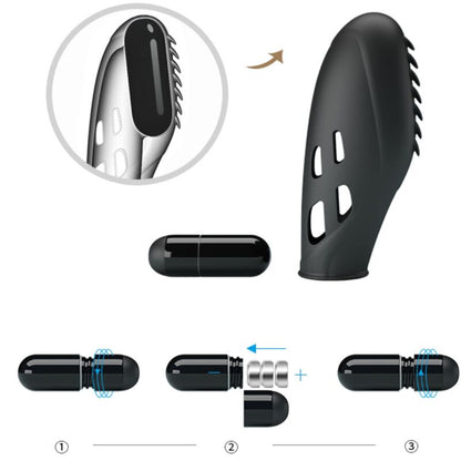 PRETTY LOVE - VIBRADOR DE DEDO DE SILICONE GILO PRETO