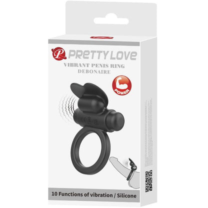 PRETTY LOVE - ANEL VIBRATÓRIO DEBONAIRE COELHO 10 VIBRAÇÕES PRETO