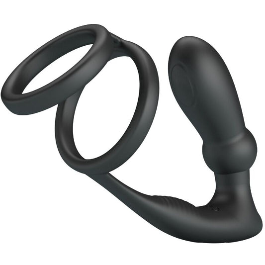 PRETTY LOVE - EMONI PENIS RING + ANAL PLUG 12 VIBRATIONS BLACK