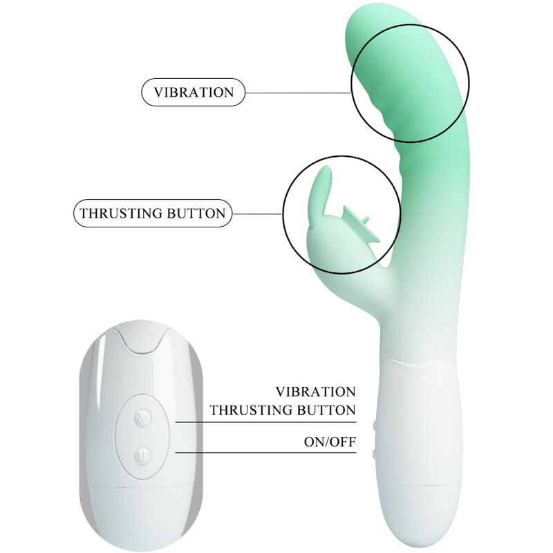 PRETTY LOVE - VIBRADOR CERBERUS RABBIT 30 VIBRAÇÕES VERDE