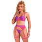 SUBBLIME - 955359 CONJUNTO DE SUTIÃ COM RENDA E LIGAS ROSA E ROXO S/M