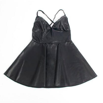 SUBBLIME - 955380 VESTIDO COM ALÇAS DE COURO PRETO L/XL