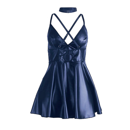SUBBLIME - 955410 VESTIDO COM ALÇAS DE COURO AZUL S/M