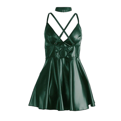 SUBBLIME - 955441 VESTIDO COM ALÇAS DE COURO VERDE L/XL