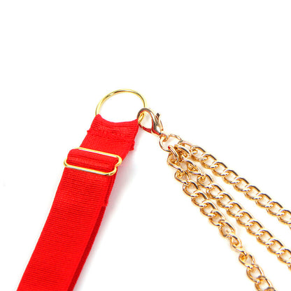 SUBBLIME - 955519 CONJUNTO DE SUTIÃ COM CORRENTES E MALHA CORAÇÃO VERMELHO S/M