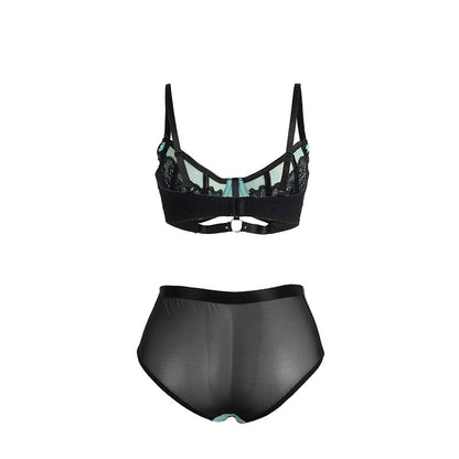 SUBBLIME - 955557 CONJUNTO DE SUTIÃ DE COURO VERDE COM ZÍPER DE MALHA S/M