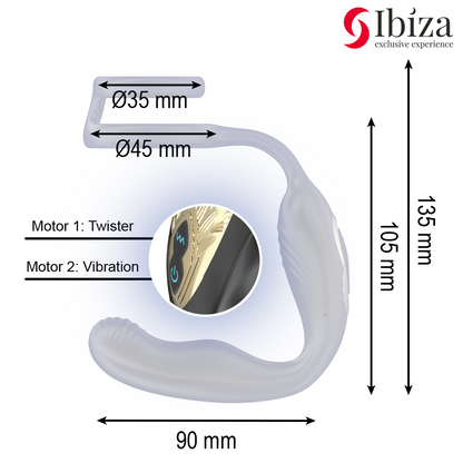 IBIZA - PLUG ANAL GIRATÓRIO COM CONTROLE REMOTO WIGGLE COM VIBRAÇÃO PERINEAL E ANÉIS PARA AUMENTO DO PÊNIS