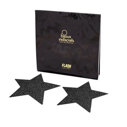 BIJOUX - INDISCRETS BLACK STAR FLASH NIPPLE CAPS