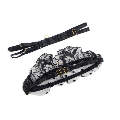 SUBBLIME - 957490 CONJUNTO DE SUTIÃ E LIGA DE RENDA PRETO L/XL