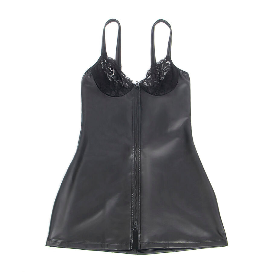 SUBBLIME - 957568 VESTIDO DE COURO COM ZÍPER PRETO S/M