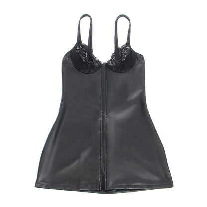 SUBBLIME - 957568 VESTIDO DE COURO COM ZÍPER PRETO S/M