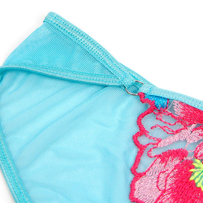 SUBBLIME - 957643 CONJUNTO DE SUTIÃ E CINTO-LIGA BORDADO COM FLORES ROSA S/M