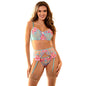 SUBBLIME - 957643 CONJUNTO DE SUTIÃ E CINTO-LIGA BORDADO COM FLORES ROSA S/M