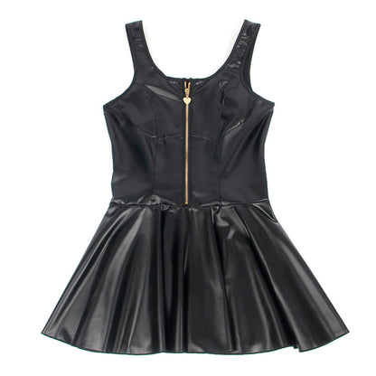 SUBBLIME - 957667 VESTIDO DE COURO COM ZÍPER DE CORAÇÃO PRETO S/M