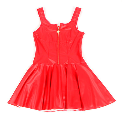 SUBBLIME - 957698 VESTIDO DE COURO COM ZÍPER DE CORAÇÃO VERMELHO L/XL
