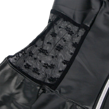 SUBBLIME - 957711 VESTIDO DE COURO COM ZÍPER DE RENDA PRETO L/XL