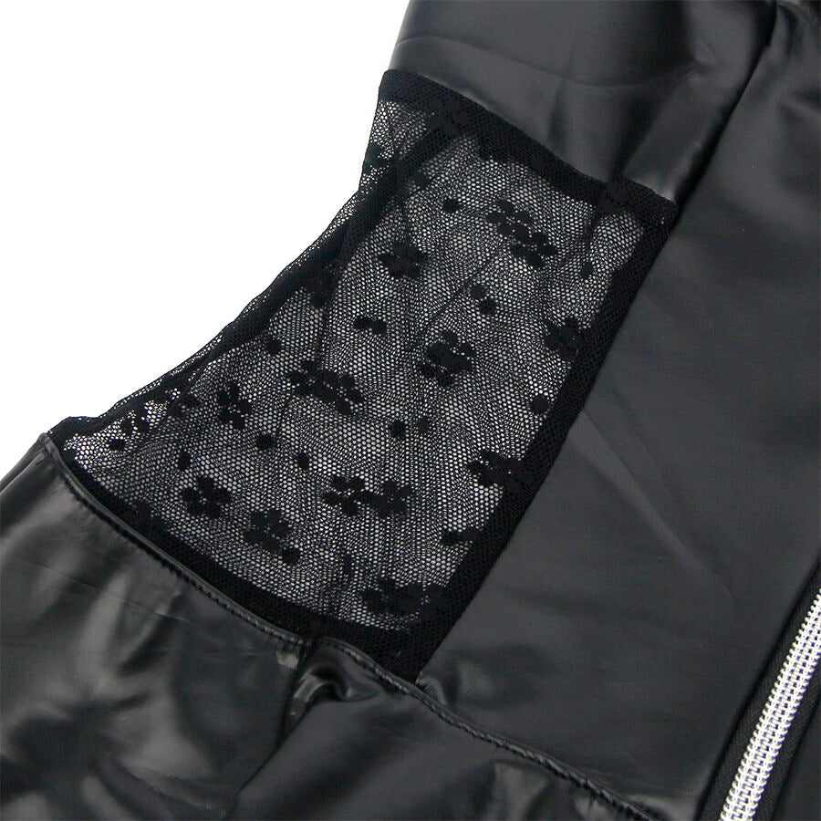 SUBBLIME - 957711 VESTIDO DE COURO COM ZÍPER DE RENDA PRETO L/XL