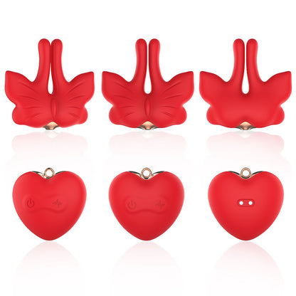 ARMONY - GRAMPOS MAGNÉTICOS PARA MAMILOS COM VIBRAÇÃO FORMATO BORBOLETA VERMELHO