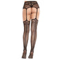 LEG AVENUE - MEIAS DE RENDA COM CRUZ E CINTO-LIGA PRETO