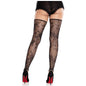 LEG AVENUE - MEIAS SEM PÉS DE RENDA FLORAL PRETAS