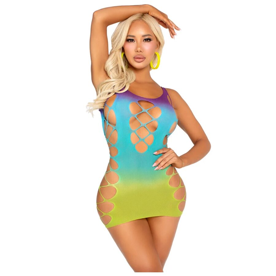 LEG AVENUE - MINI VESTIDO SEM COSTURA COM ABERTURAS OCEAN