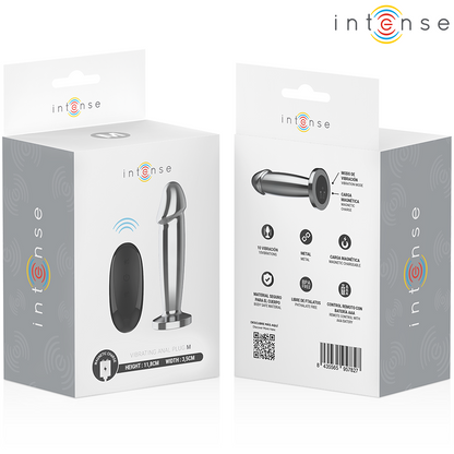 INTENSE - PLUG ANAL 10 VIBRAÇÕES DILDO DE METAL COM CONTROLE REMOTO M