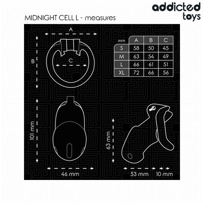 ADDICTED TOYS LOCKED - GAIOLA PENIANA MINDNIGHT CELL, TAMANHO L