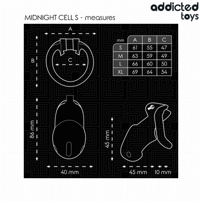 ADDICTED TOYS LOCKED - GAIOLA PARA PÊNIS CELL MINDNIGHT TAMANHO S 4.8 CM