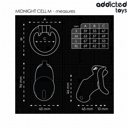 ADDICTED TOYS LOCKED - GAIOLA PENIANA MINDNIGHT CELL, TAMANHO M