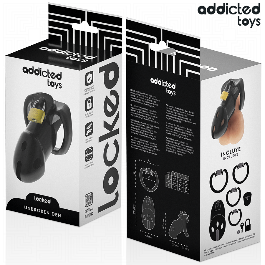 ADDICTED TOYS LOCKED - GAIOLA DE PÊNIS DEN INQUEBRÁVEL 9,8 CM
