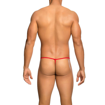 MOB - TANGA TRANSPARENTE VERMELHA EM FORMATO DE T, TAMANHO P/M