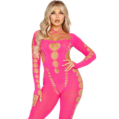 LEG AVENUE - BODYSTOCKING ROSA COM COSTAS ABERTAS TAMANHO ÚNICO