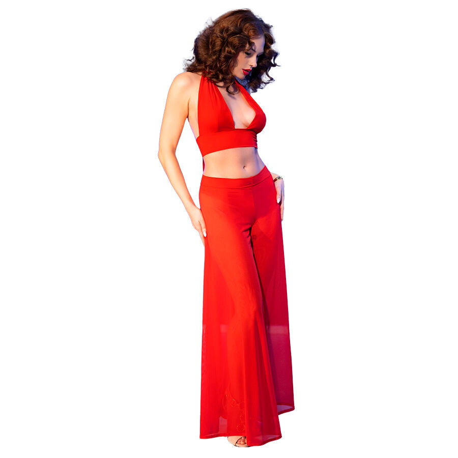 CHILIROSE - CR 4857 CONJUNTO DE BLUSA E CALÇA VERMELHA TAMANHO M