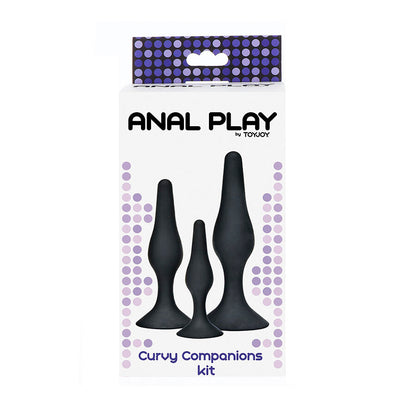 TOYJOY - ANAL PLAY CURVY COMPANIONS PLUG ANAL 3 PEÇAS PRETO