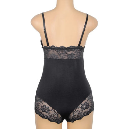 SUBBLIME - TEDDY PRETO FLORAL DETALHE DE RENDA L/XL