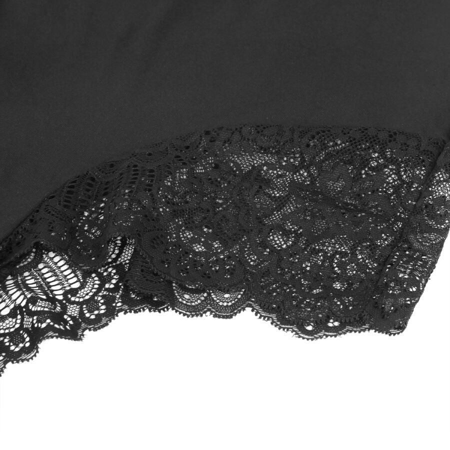 SUBBLIME - TEDDY PRETO FLORAL DETALHE DE RENDA L/XL