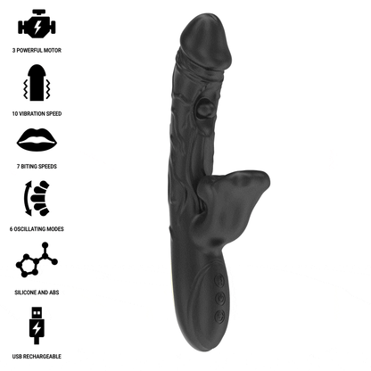 IBIZA - VIBRADOR E ESTIMULADOR DE CLITÓRIS COM EFEITO DE MORDIDA E ROTAÇÃO