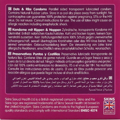 SKINS - DOTS & RIBS PREMIUM PRESERVATIVOS PACOTE 4