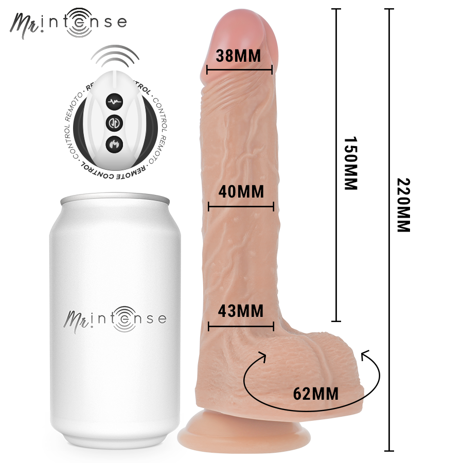 MR INTENSE - CONTROLE REMOTO PARA PÊNIS REALISTA BALDWIN 22 CM -O- 4 CM