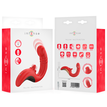 INTENSE - VIBRADOR E ESTIMULADOR PAULINA EM FORMATO U VERMELHO