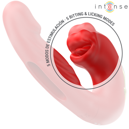 INTENSE - NATHY VIBRADOR DUPLO COM BOCA ESTIMULANTE MULTIFUNÇÕES VERMELHO