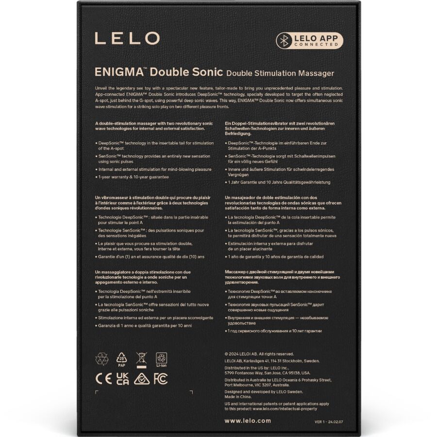 LELO - ENIGMA DUPLO VIBRADOR SÔNICO POINT G CYBER ROXO