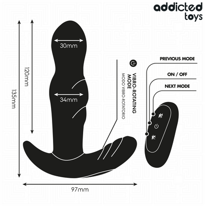 ADDICTED TOYS - PLUG ANAL ROTATIVO E VIBRANTE COM CONTROLE REMOTO