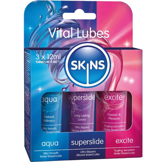SKINS - KIT DE LUBRIFICANTES VITAL AQUA, SUPERSLIDE E EXCITE 3 x 12 ML