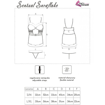 LIVCO CORSETTI FASHION - SENSUAL SNOWFLAKE LC 90603 CAMISOLA DE NATAL + CALCINHA FIO DENTAL + FAIXA DE CABELO L/XL