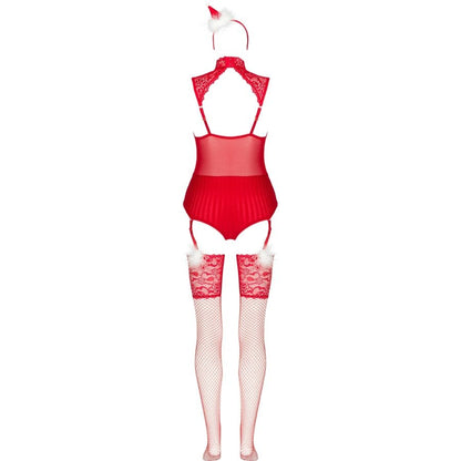 LIVCO CORSETTI FASHION - LIMPID SNOWFLAKES LC 90604 BODY + MEIAS + TIARA DE NATAL TAMANHO S/M