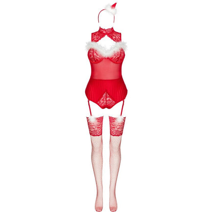 LIVCO CORSETTI FASHION - LIMPID SNOWFLAKES LC 90604 BODY + MEIAS + TIARA DE NATAL TAMANHO S/M